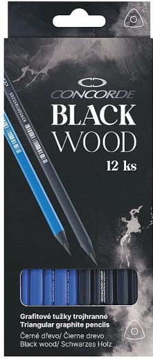 Grafitové tužky CONCORDE Black Wood HB, trojhranné, 12 ks