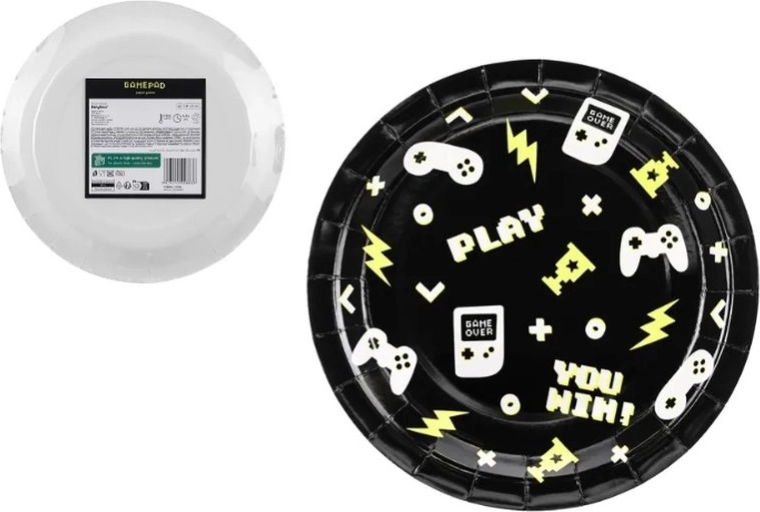 Papírové talířky Gamepady 23 cm (6 ks)