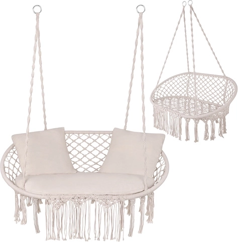 Závěsná houpačka bocianí hnízdo pro dva krémová GARDLOV