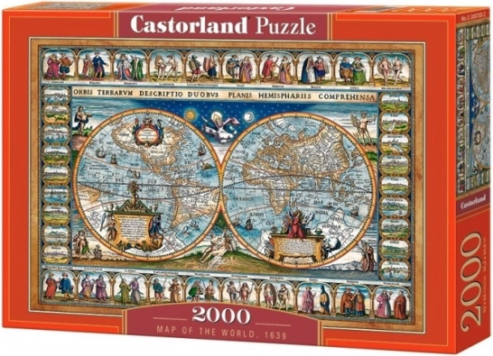 Puzzle 2000 dílků Mapa světa 1639