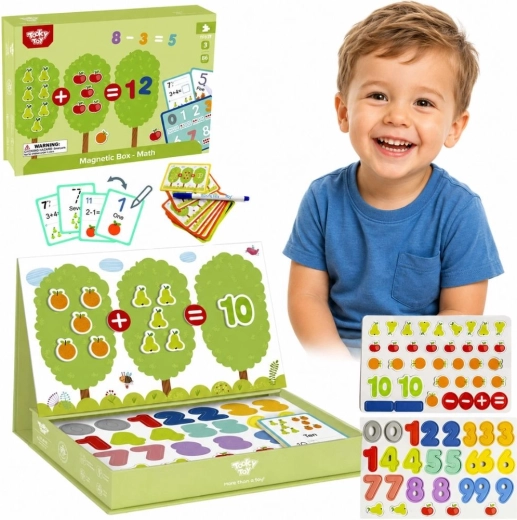 Tooky Toy dřevěné magnetické montessori puzzle – matematická učební krabička (86 dílů)
