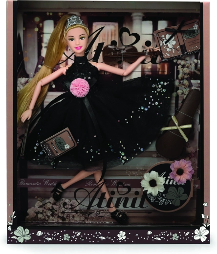 Panenka ve společenských šatech s doplňky 28 cm