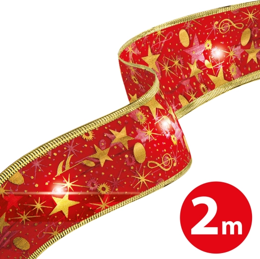 Vánoční LED stuha červená 2 m