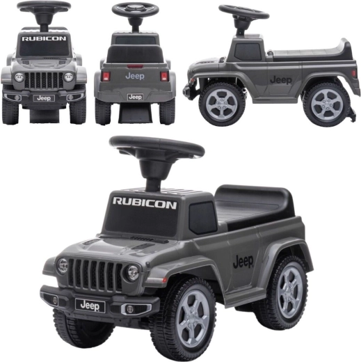 Jeep Rubicon dětské odrážedlo s klaksonem a zvuky motoru šedé