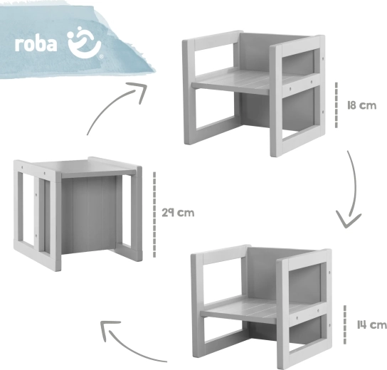 Roba dětská oboustranná stolička šedá