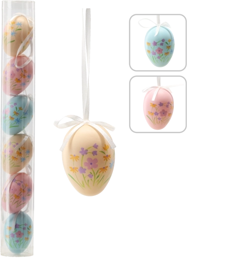 Sada 6 velikonočních vajíček s květinovými vzory 6 cm