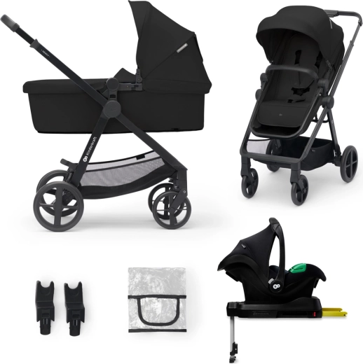 Kombinovaný kočárek 4v1 Kinderkraft Newly Classic Black s autosedačkou Mink PRO