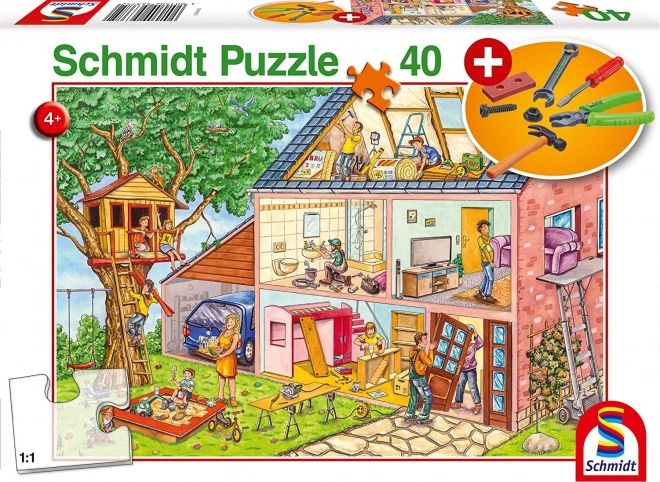 Schmidt puzzle Pracovití řemeslníci 40 dílků s dětským nářadím
