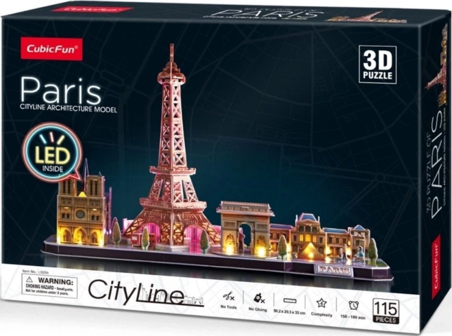 Svítící 3d puzzle cityline panorama paříž 115 dílků