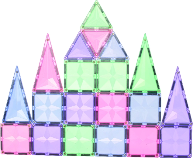 Cleverclixx magnetická stavebnice Geo pack pastel 45 ks