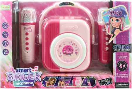 Karaoke sada se 2 bluetooth mikrofony růžová