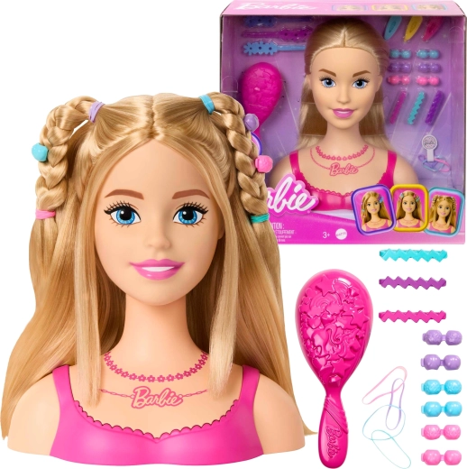 Barbie hlava na česání a stylování s doplňky, 20 dílů