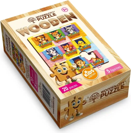 Wooden City dřevěné puzzle Zvířátka v pohádkovém domě, 20 dílků