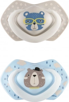 Sada silikonových symetrických dudlíků Light Touch 18m+ BONJOUR PARIS modrá