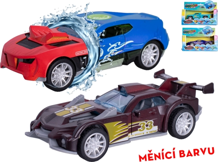 Kovové auto 12 cm se setrvačníkem a měnící se barvou