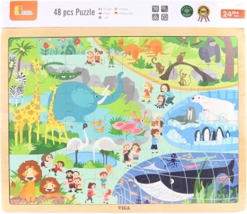 Dřevěné puzzle Zoo – 48 dílků