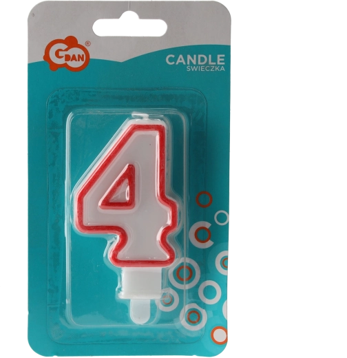 Narozeninová svíčka číslo 4 s třpytivým okrajem, bílá