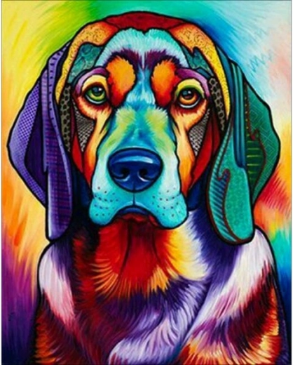 Diamantové vyšívání (diamond painting) – pes v barvě 30 × 40 cm - 1 kus