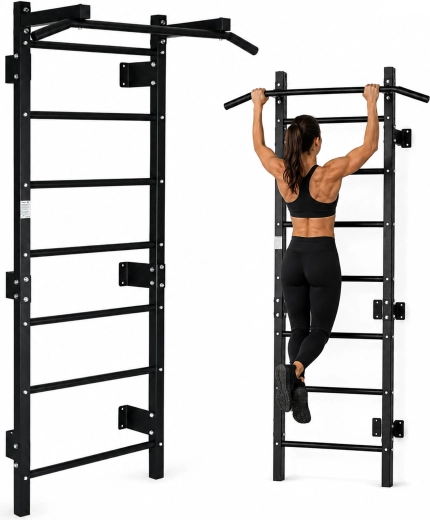 Žebřiny na zeď s hrazdou 228 cm Moveporo černé
