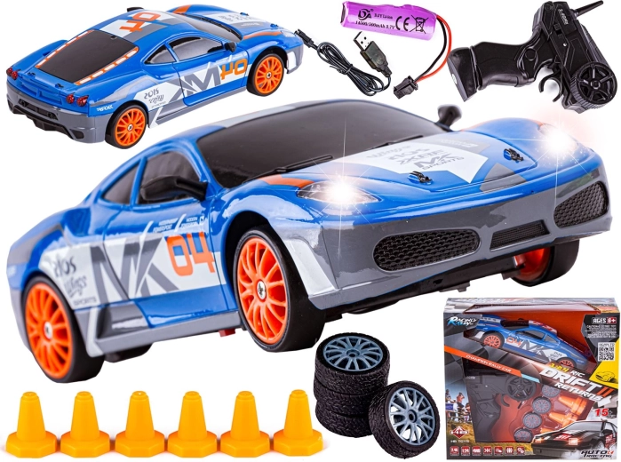 Auto na drift RC 1:24, 2,4 GHz, 4WD, modré ve stylu Ferrari - 1 kus