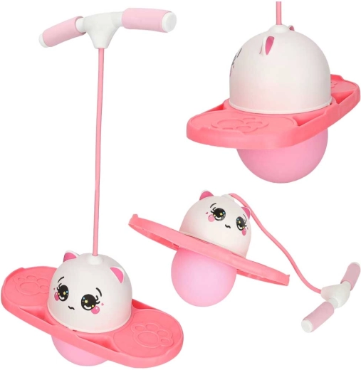 Dětský skákací pogo jumper na rovnováhu bílo-růžový