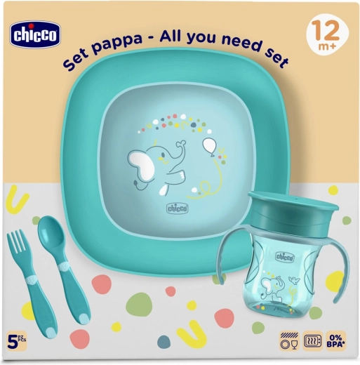 Chicco jídelní sada pro děti 12m+ modrá