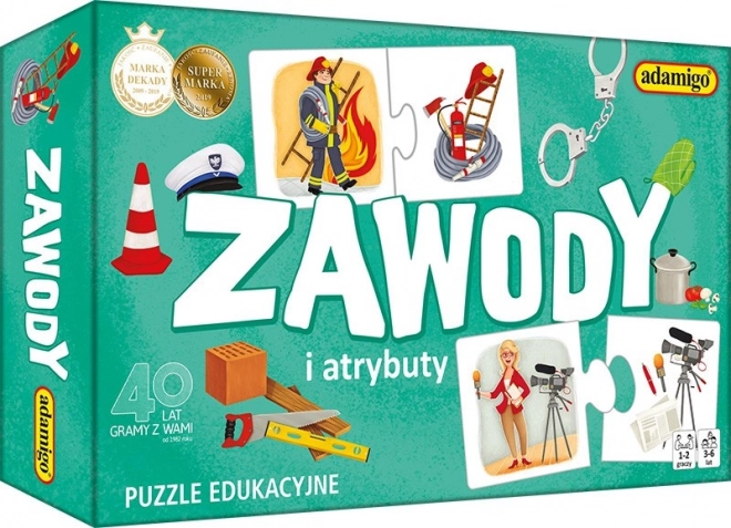 Zawody i atrybuty – vzdělávací puzzle o profesích pro děti