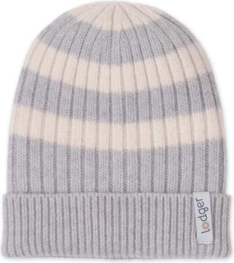 Lodger pletená merino čepice stripe storm (6–12 měsíců)