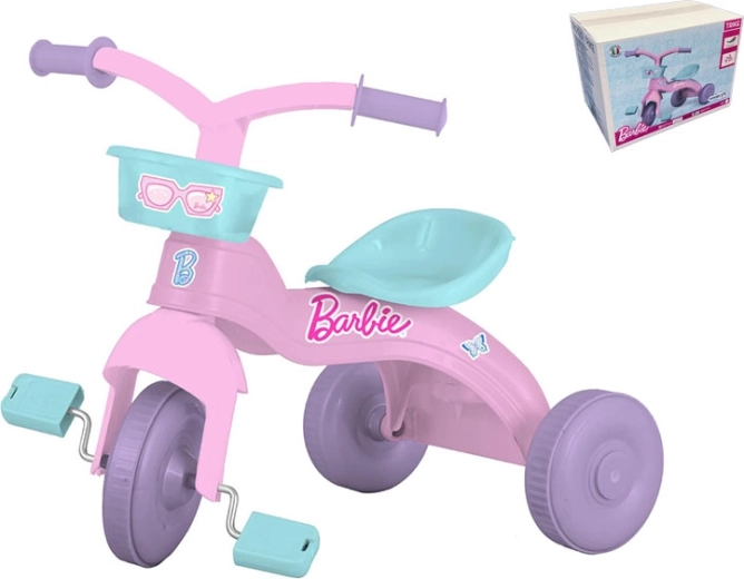 Růžová dětská tříkolka BARBIE s předním košíkem