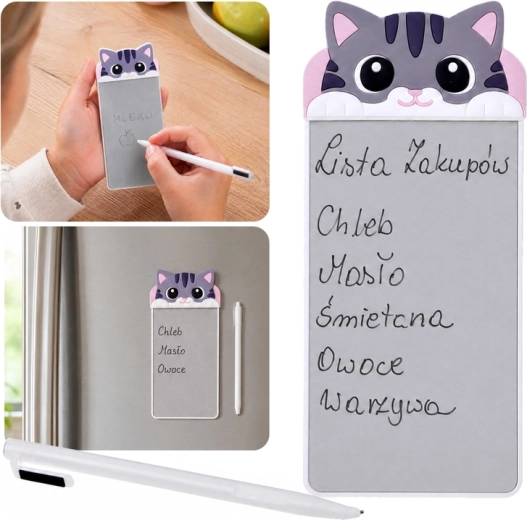 Magnetický poznámkový blok na lednici kočka s rysikem - 1 kus