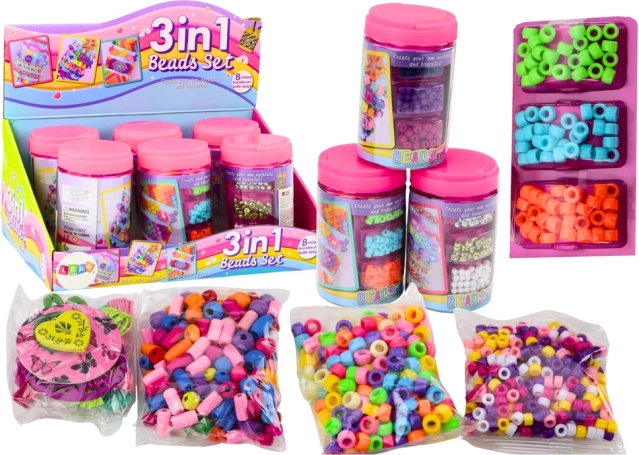 Sada korálků ve sklenici pro tvorbu šperků 3v1
