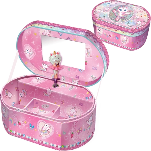 Hudební šperkovnice s kočičím motivem – oválná