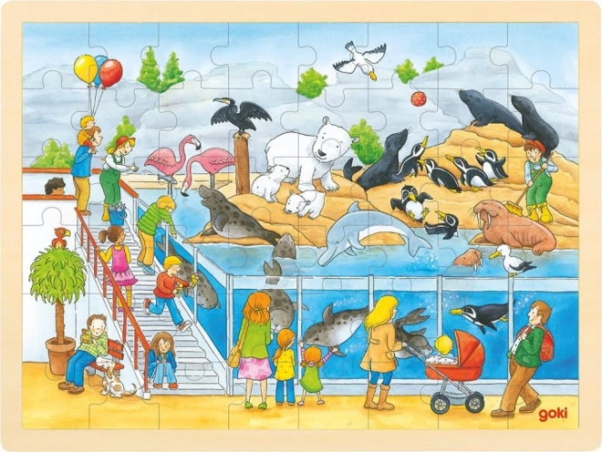 Dřevěné puzzle Návštěva Zoo 48 dílků