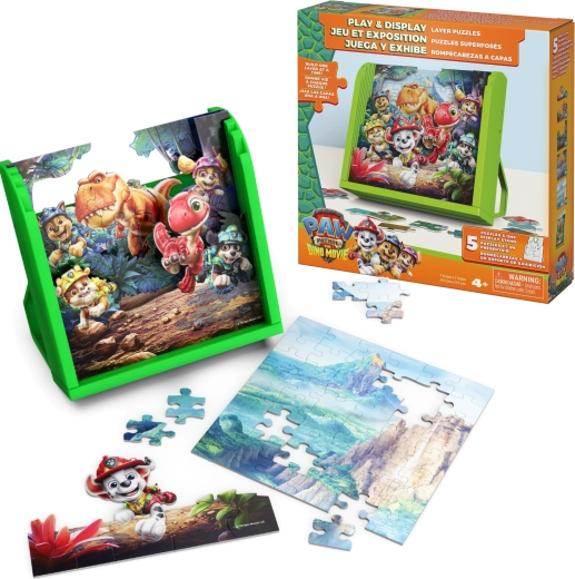 3D puzzle Tlapková patrola a dinosauři s podstavcem