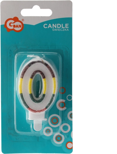 Svíčka na dort číslice 0 zlatá třpytivá 8 cm