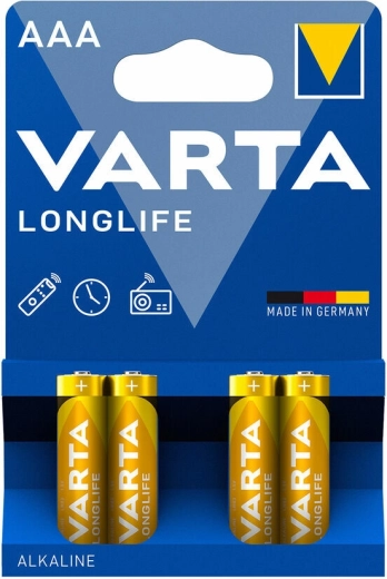 Alkalické mikrotužkové baterie AAA Varta Longlife, 4 ks