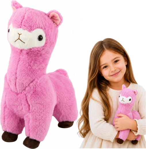 Plyšová alpaka (lama) růžová 28 cm - 1 kus