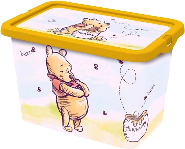 Stor úložný box s víkem na klip Medvídek Pů