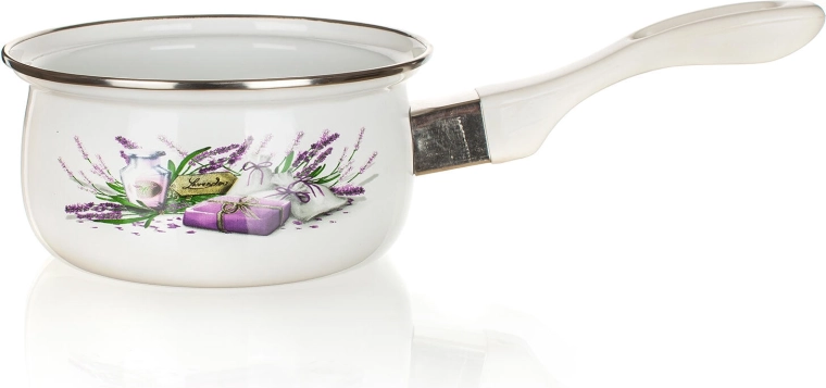 Smaltovaný rendlík Lavender 14 cm s dlouhou rukojetí 0,65 l