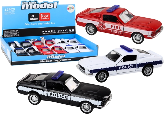 Kovové policejní a hasičské auto 1:32 s frikčním pohonem