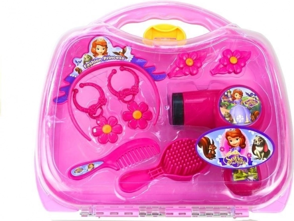 kufřík pro malou princeznu – kadeřnická sada s fénem, korunkou a šperky