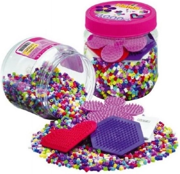 Zažehlovací korálky 4000 ks s podložkami a doplňky v plastové dóze