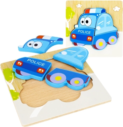 Dřevěné vkládací puzzle policejní auto