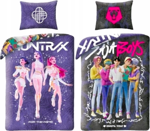 Oboustranné povlečení K-pop demon hunters Huntrix a Saja boys 140 × 200 cm