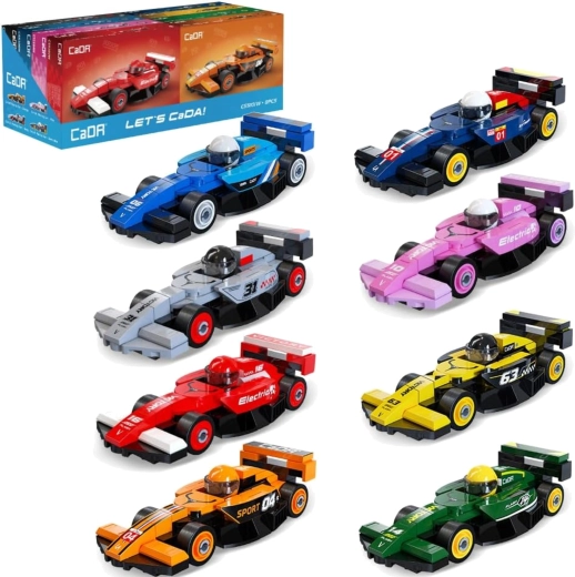 Stavebnice CADA sada 8 závodních aut Circuit Racing Car 560 dílků