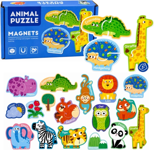 Magnetické puzzle zvířata – 30 dílků na lednici a magnetickou tabuli