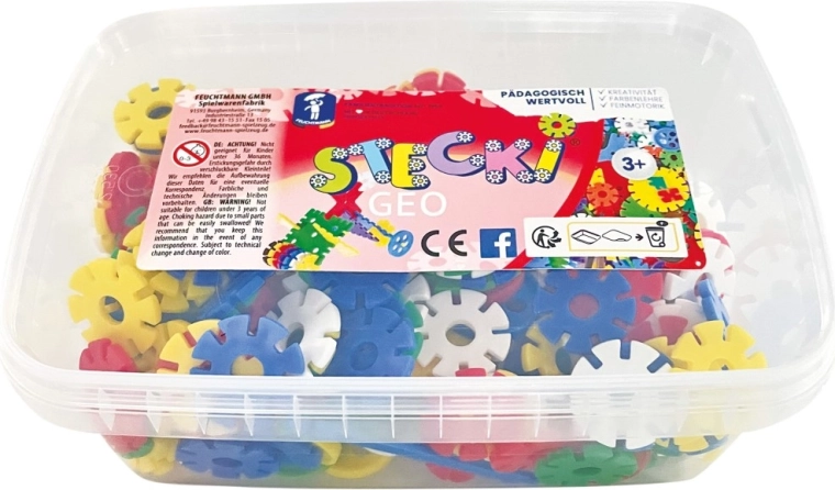 Univerzální stavebnice Stecki – barevná geometrická sada pro děti