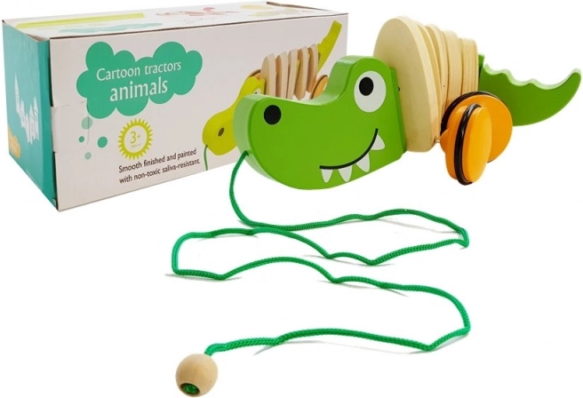Dřevěný tahací krokodýl 18 cm