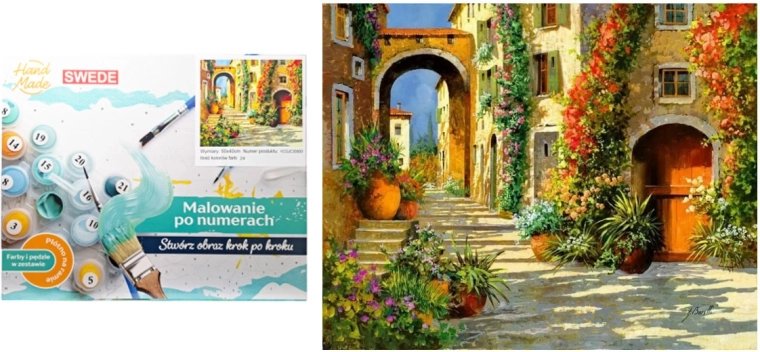 Malování podle čísel – Ulička v městečku