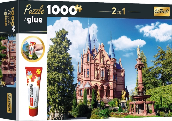 Trefl sada 2v1 puzzle Zámek Drachenburg, Německo 1000 dílků s lepidlem